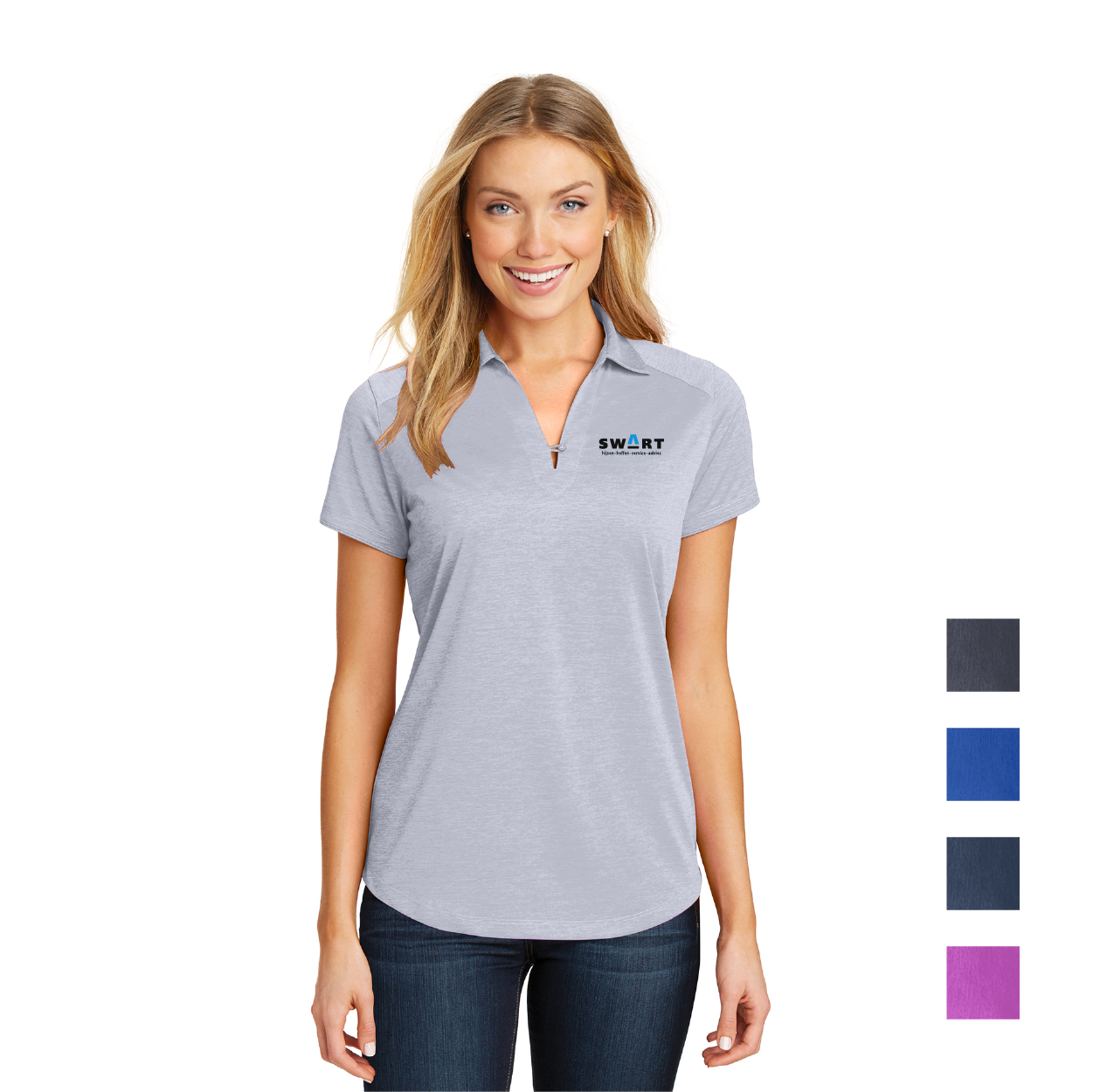 Port Authority Women's Digi Heather Performance Embroidered Polo - Dark Grey
