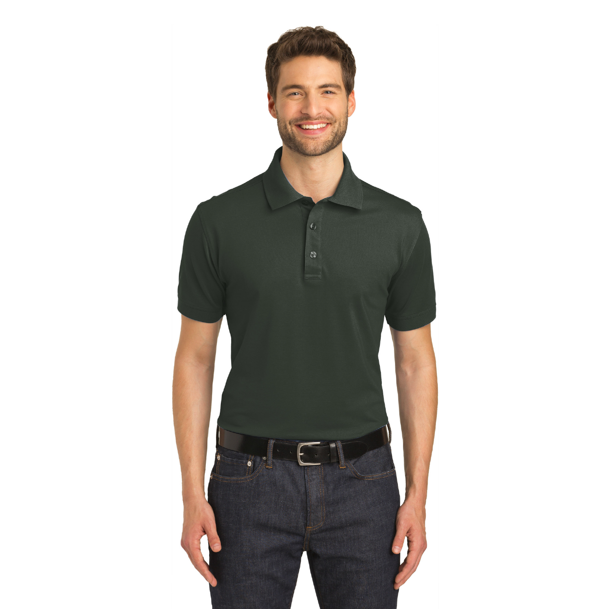 Port Authority Stretch Pique Embroidered Polo - Grey Smoke