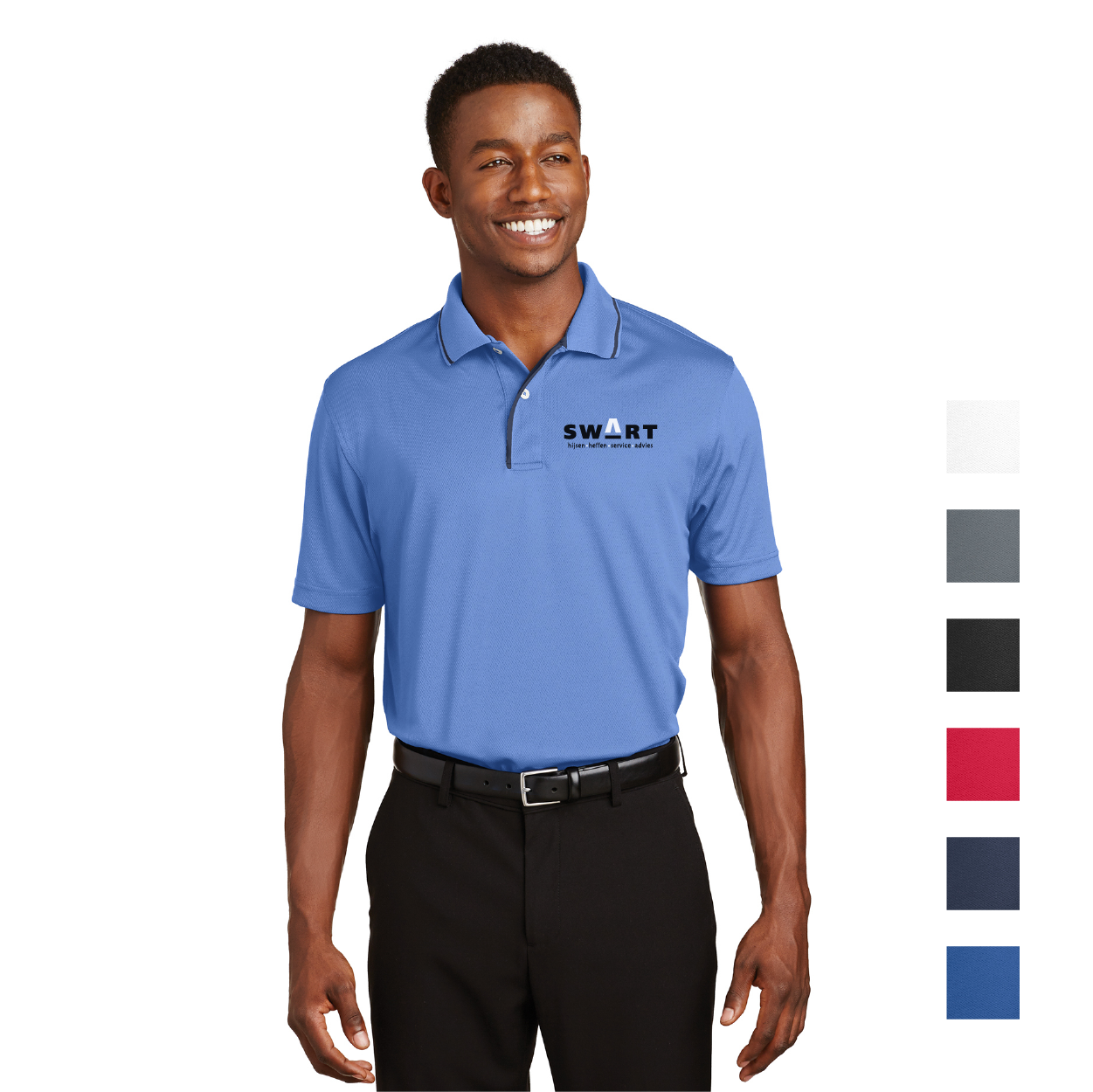 Sport-Tek Dri-Mesh Embroidered Polo with Tipped Collar and Piping - Black/White