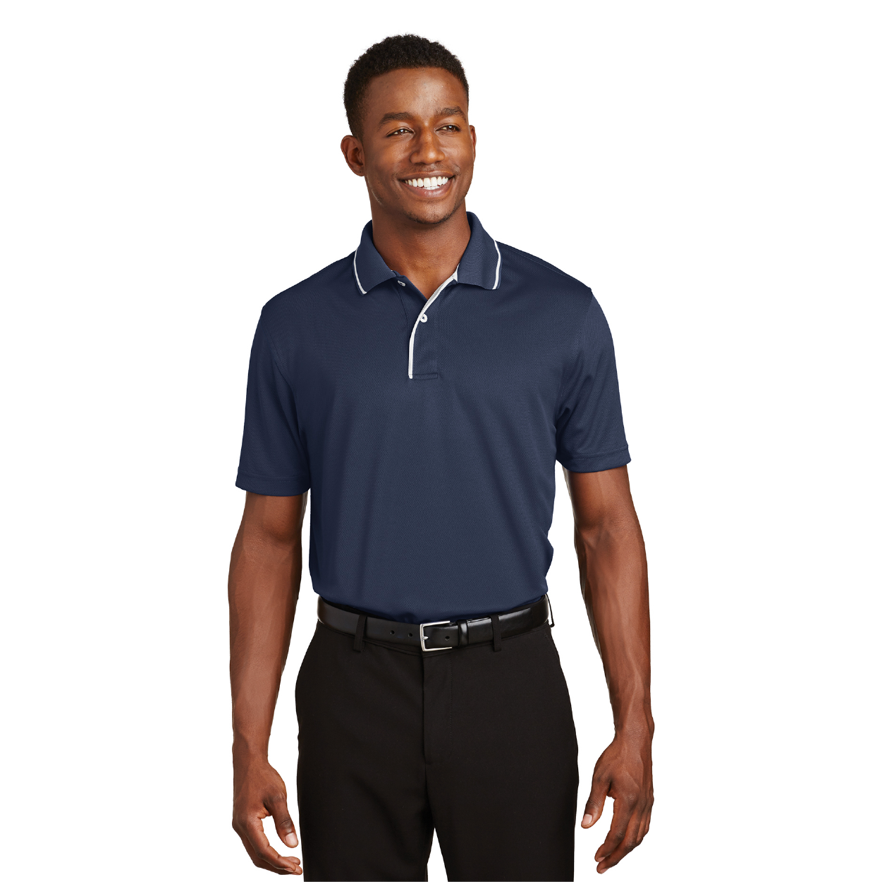Sport-Tek Dri-Mesh Embroidered Polo with Tipped Collar and Piping - Royal Blue/White