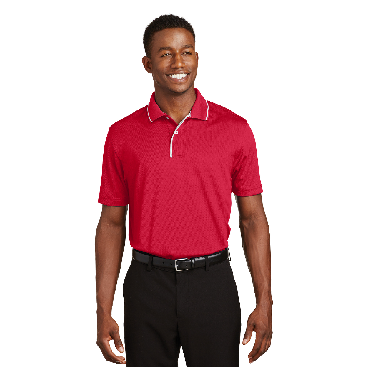 Sport-Tek Dri-Mesh Embroidered Polo with Tipped Collar and Piping - Steel Grey/Black