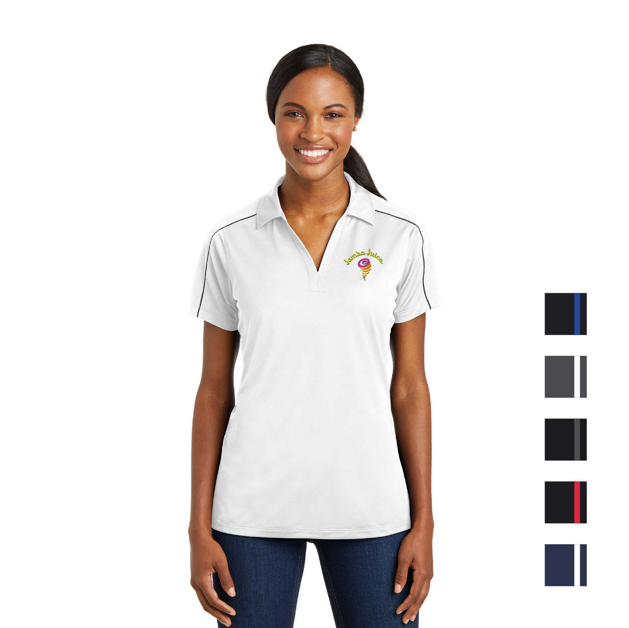 Sport-Tek Women's Micropique Sport-Wick Piped Embroidered Polo - Black/Iron Grey