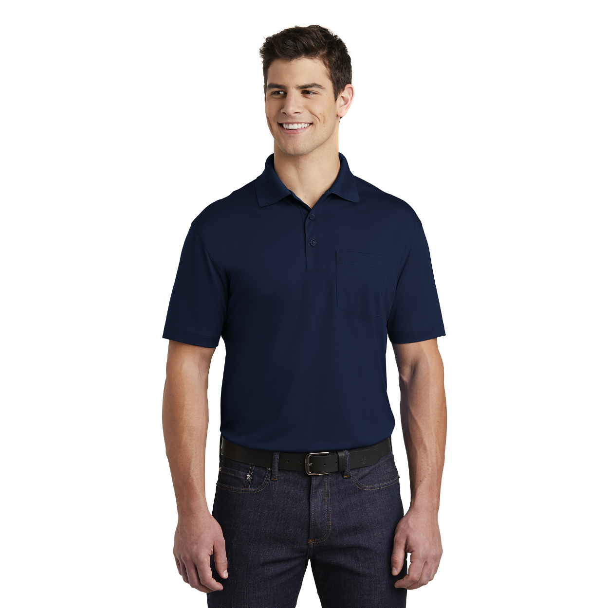 Sport-Tek Micropique Sport-Wick Pocket Embroidered Polo - Iron Grey
