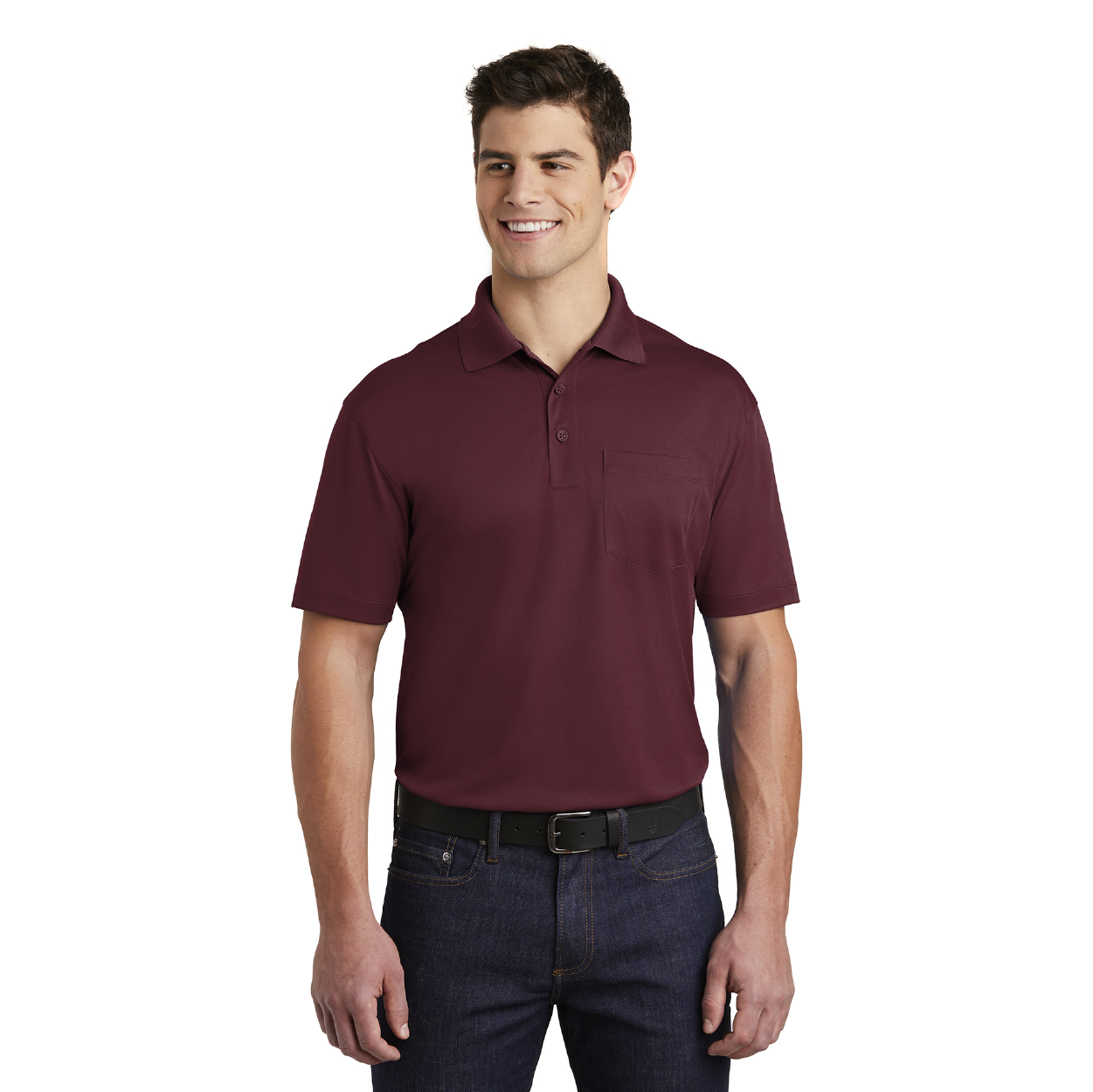 Sport-Tek Micropique Sport-Wick Pocket Embroidered Polo - Maroon Red