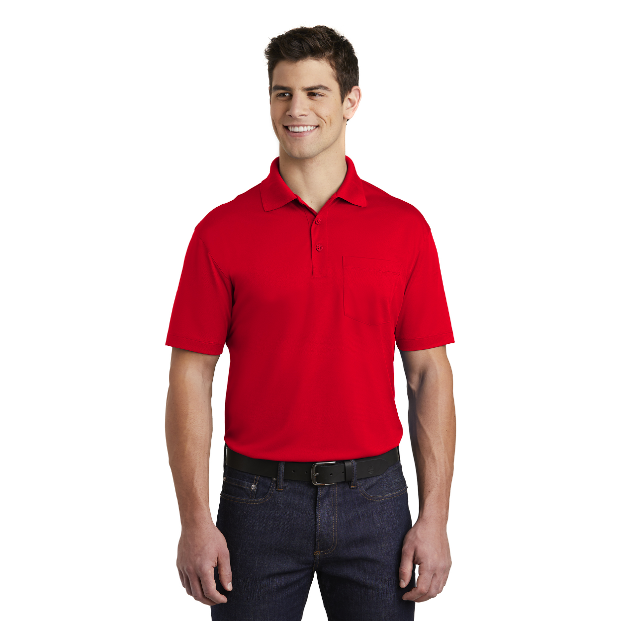 Sport-Tek Micropique Sport-Wick Pocket Embroidered Polo - True Navy Blue