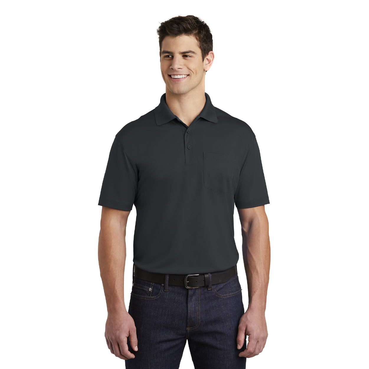 Sport-Tek Micropique Sport-Wick Pocket Embroidered Polo - White