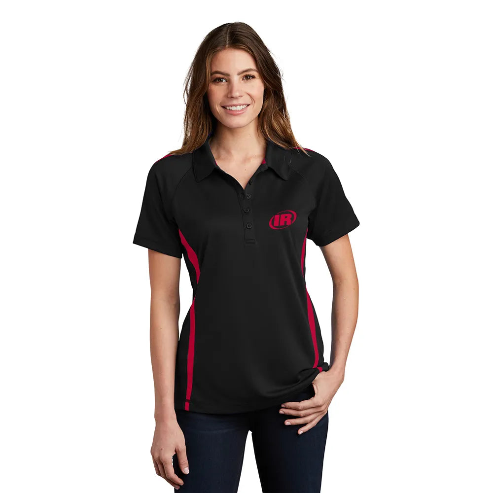 Sport-Tek Women's PosiCharge Micro-Mesh Colorblock Embroidered Polo - Black/Red