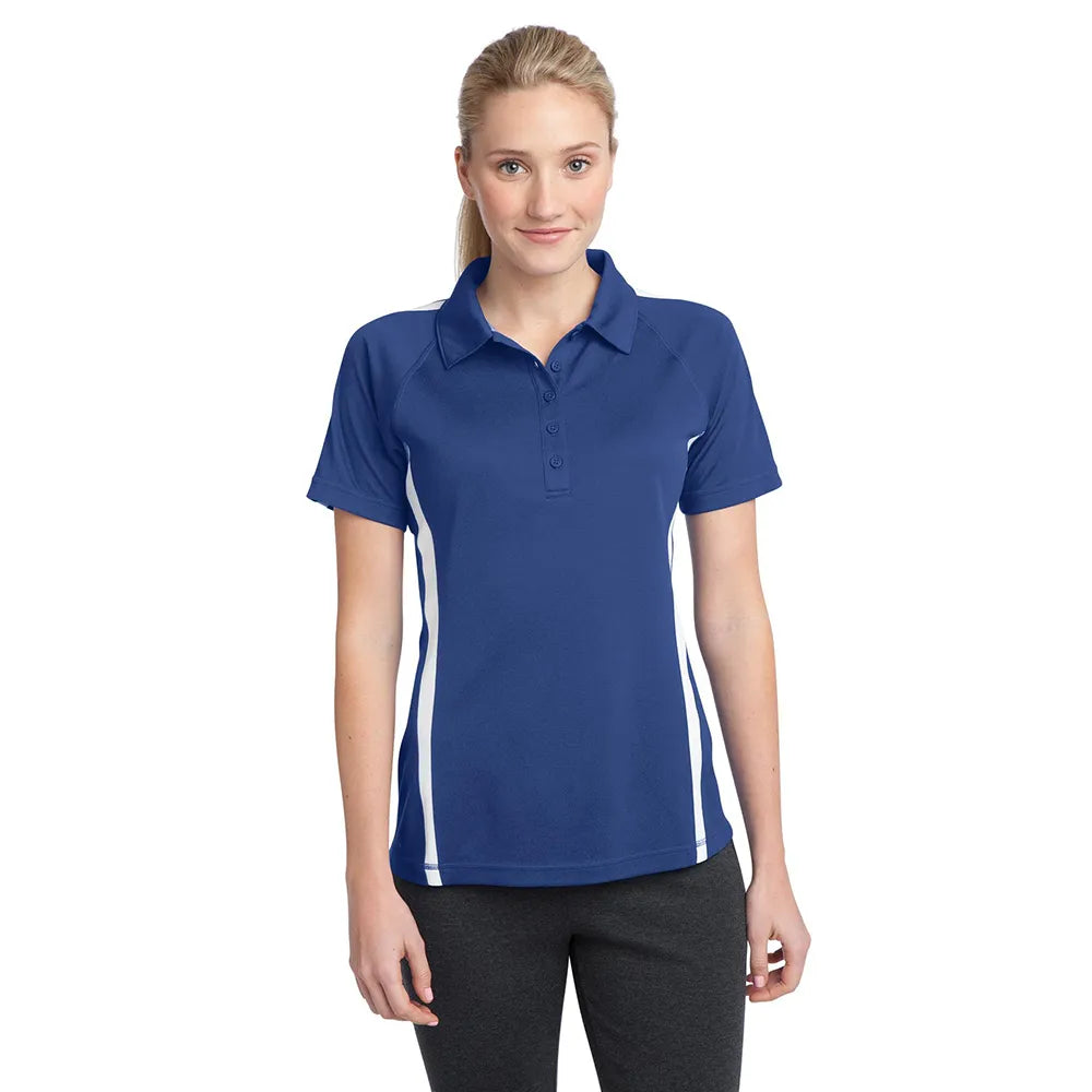 Sport-Tek Women's PosiCharge Micro-Mesh Colorblock Embroidered Polo - True Royal Blue/White