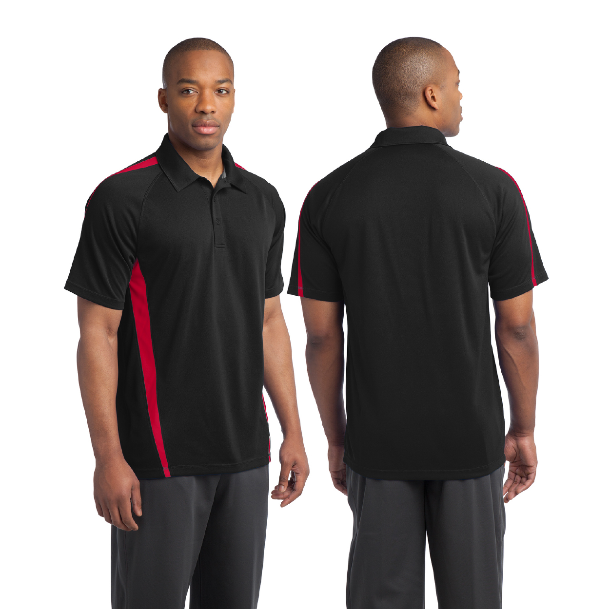 Sport-Tek PosiCharge Micro-Mesh Colorblock Embroidered Polo - Black/White