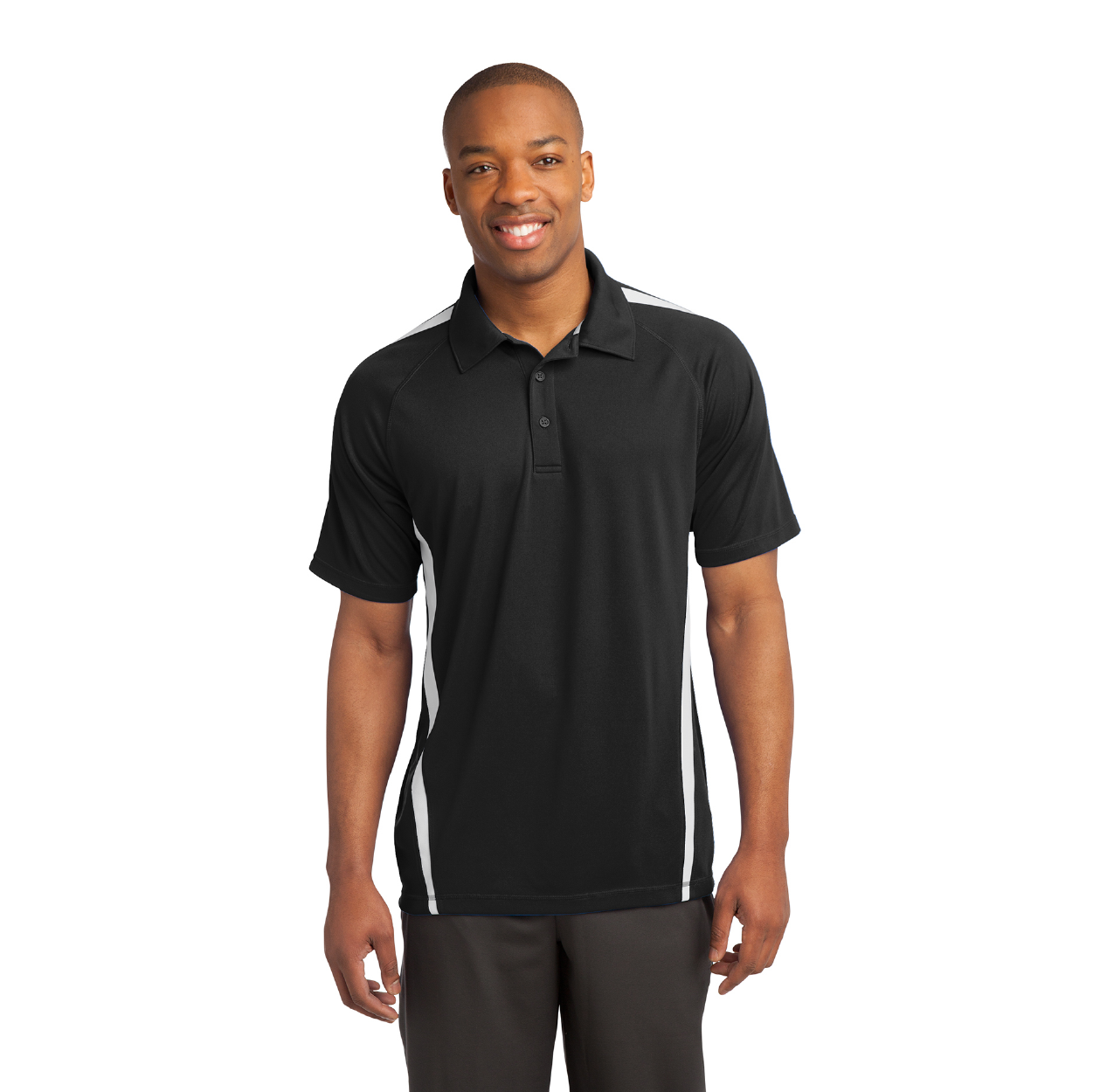 Sport-Tek PosiCharge Micro-Mesh Colorblock Embroidered Polo - Iron Grey/White