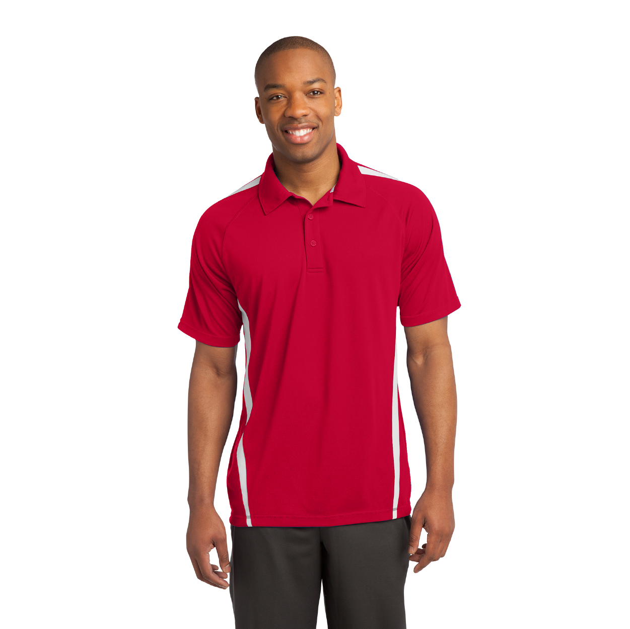 Sport-Tek PosiCharge Micro-Mesh Colorblock Embroidered Polo - True Navy Blue/White