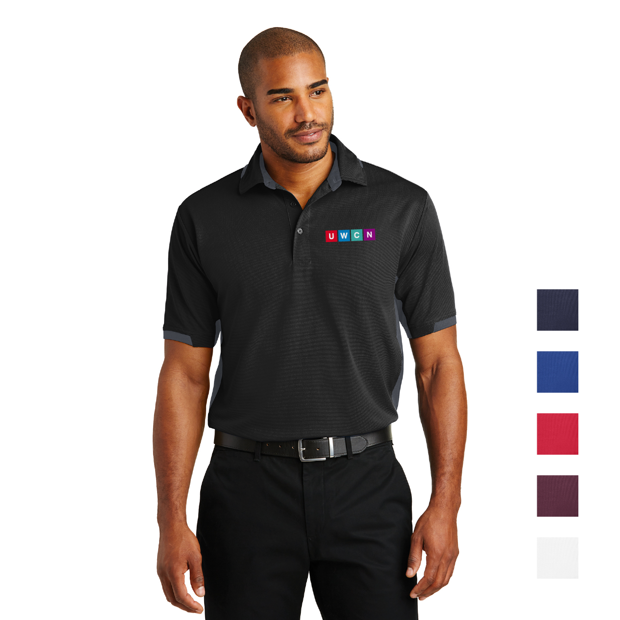 Port Authority Dry Zone Colorblock Ottoman Embroidered Polo - Black/Iron Grey