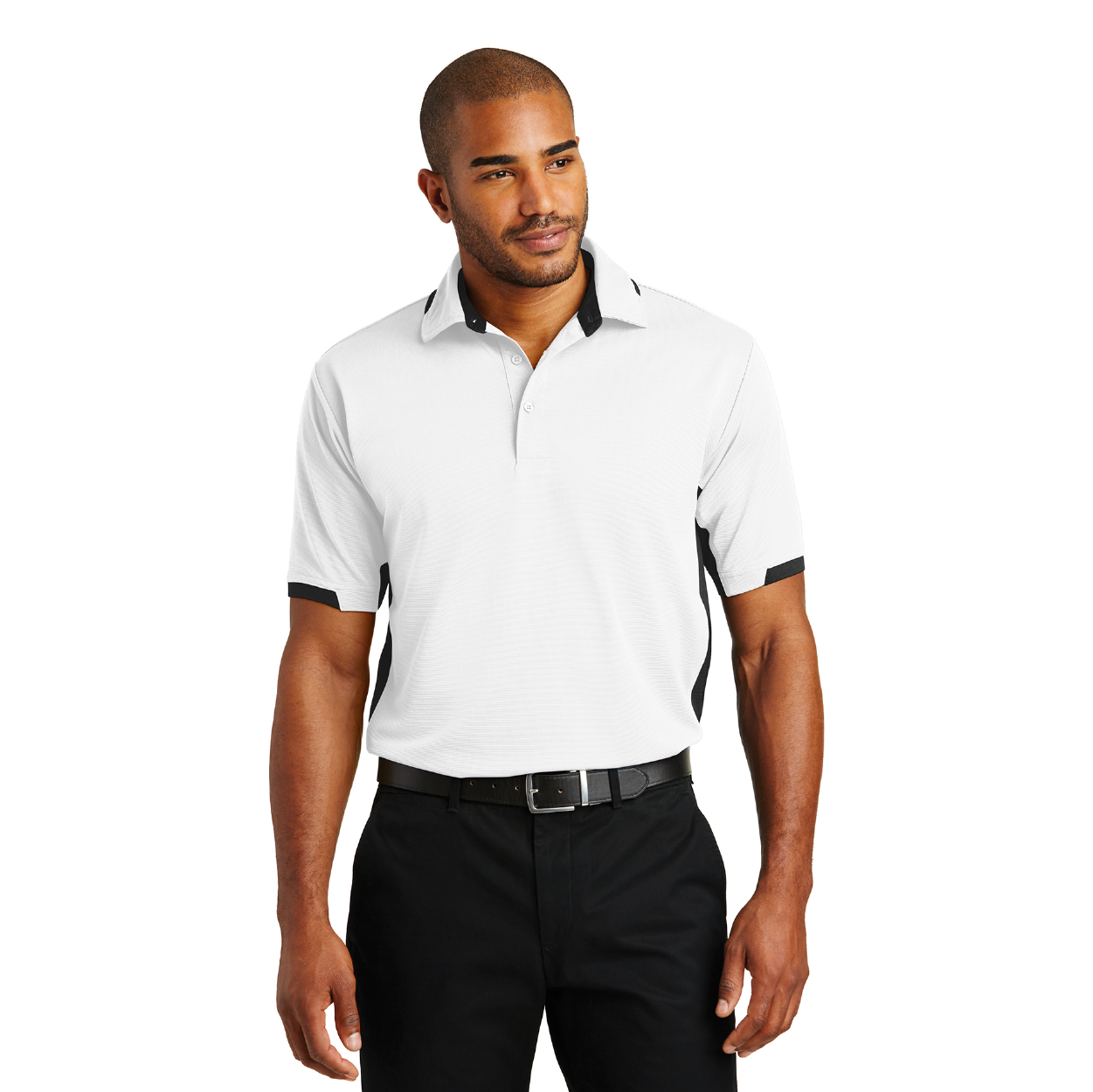 Port Authority Dry Zone Colorblock Ottoman Embroidered Polo - Navy Blue/Blue Lake