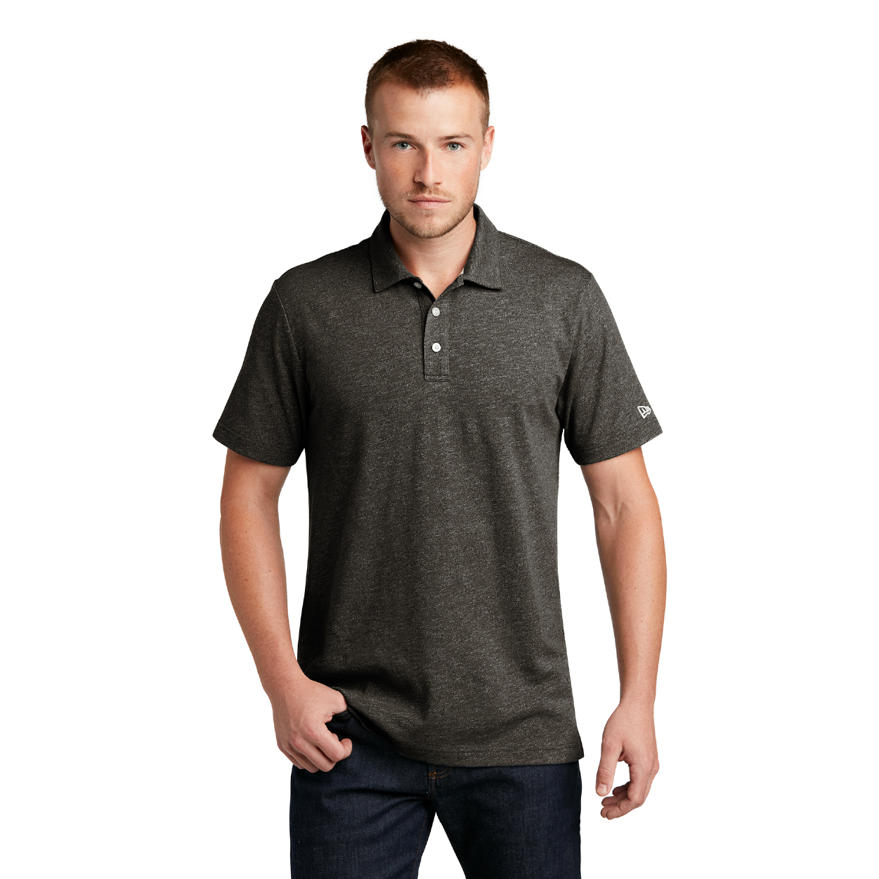New Era Slub Twist Embroidered Polo - Shadow Grey Twist