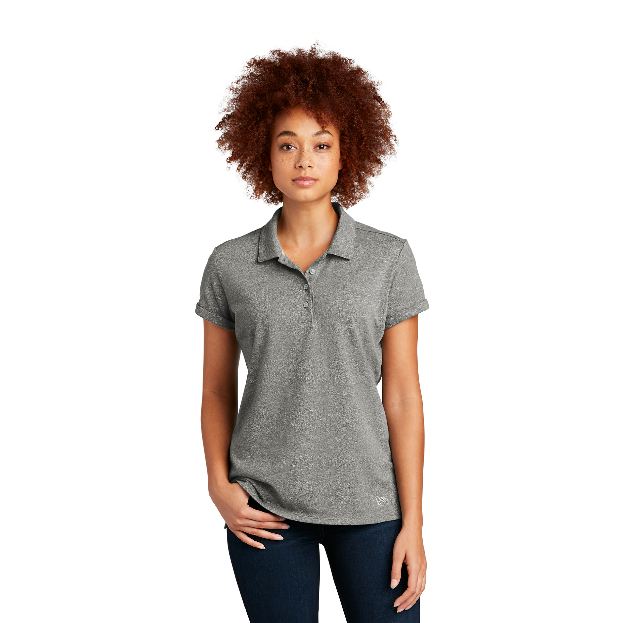 New Era Women's Slub Twist Embroidered Polo - Shadow Grey Twist