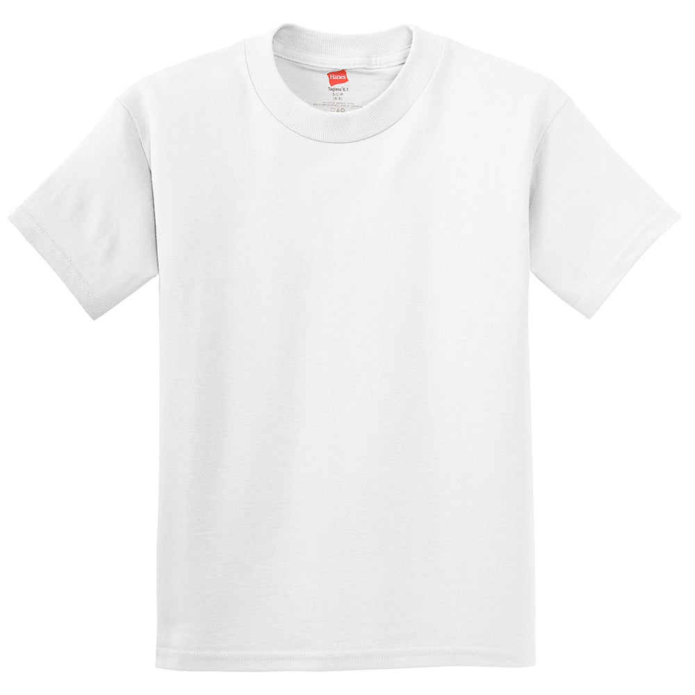 Hanes Youth Authentic 100% Cotton T-Shirt Decorated - White