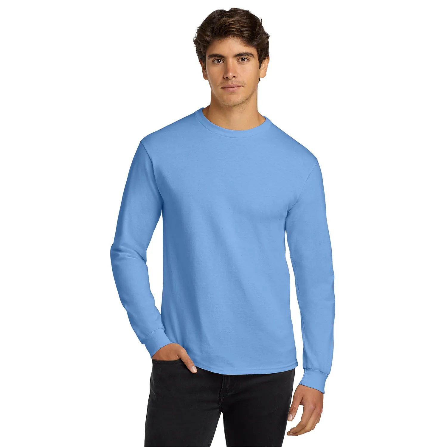 Gildan Ultra Cotton 100% US Cotton Long Sleeve T-Shirt Decorated - Carolina Blue