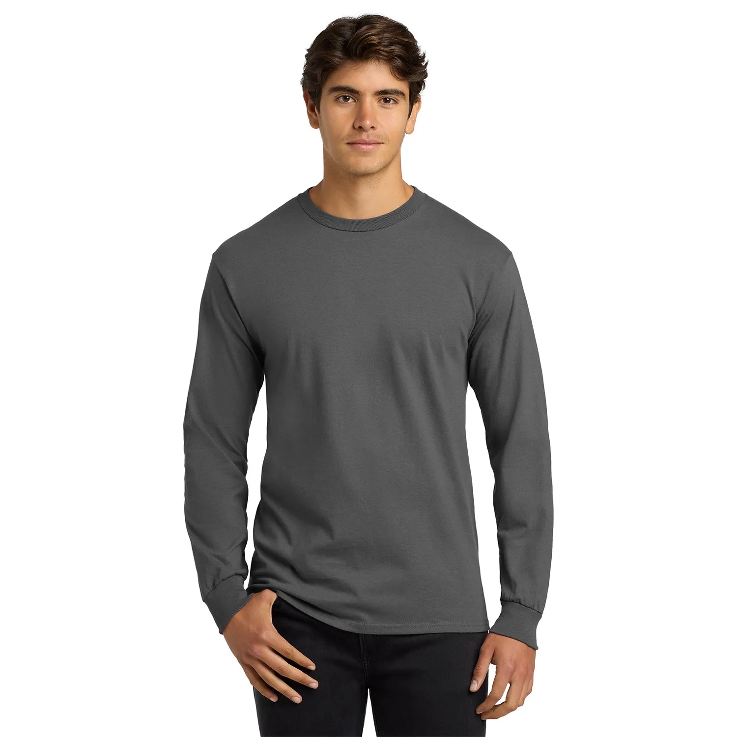 Gildan Ultra Cotton 100% US Cotton Long Sleeve T-Shirt Decorated - Charcoal Grey