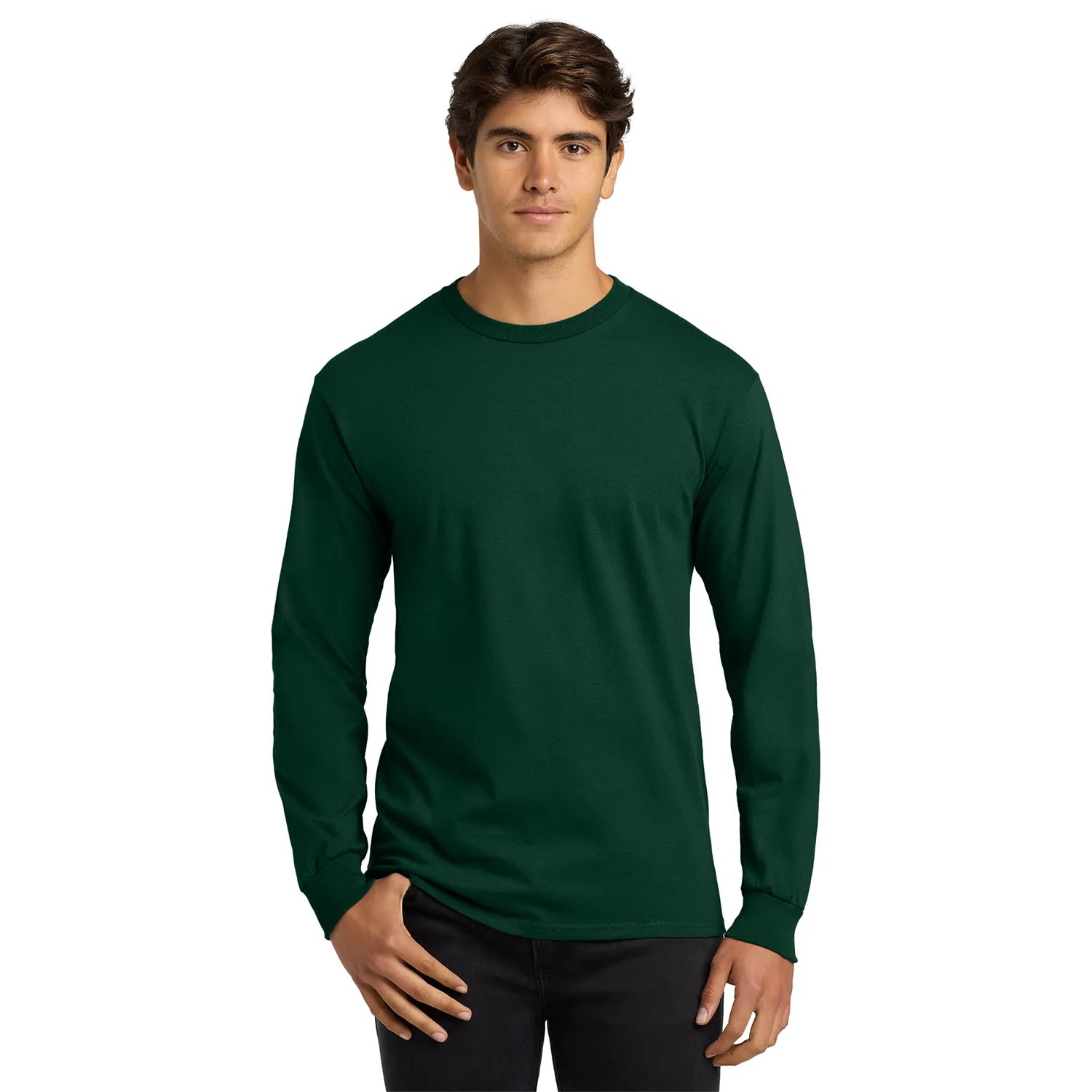 Gildan Ultra Cotton 100% US Cotton Long Sleeve T-Shirt Decorated - Forest Green