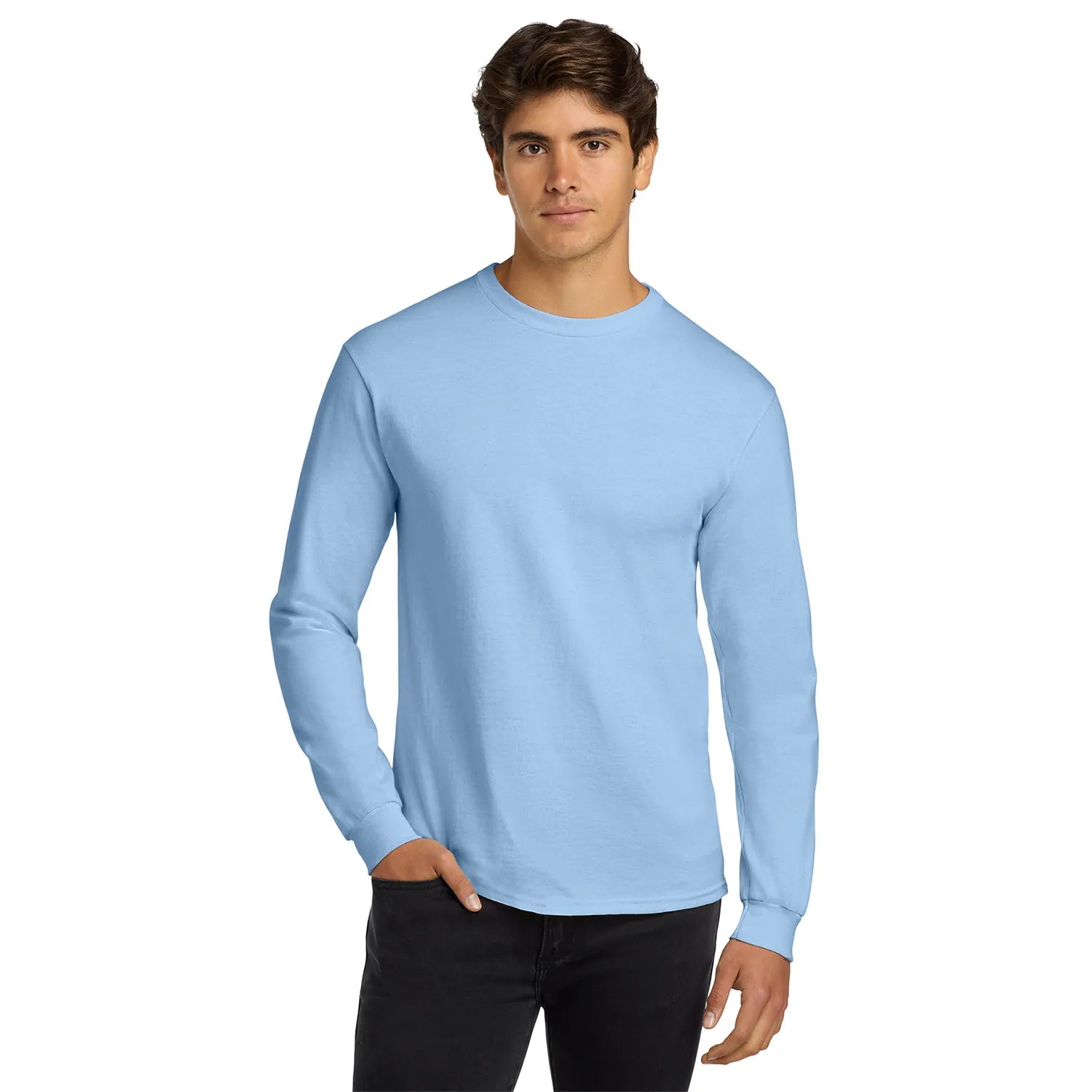 Gildan Ultra Cotton 100% US Cotton Long Sleeve T-Shirt Decorated - Light Blue