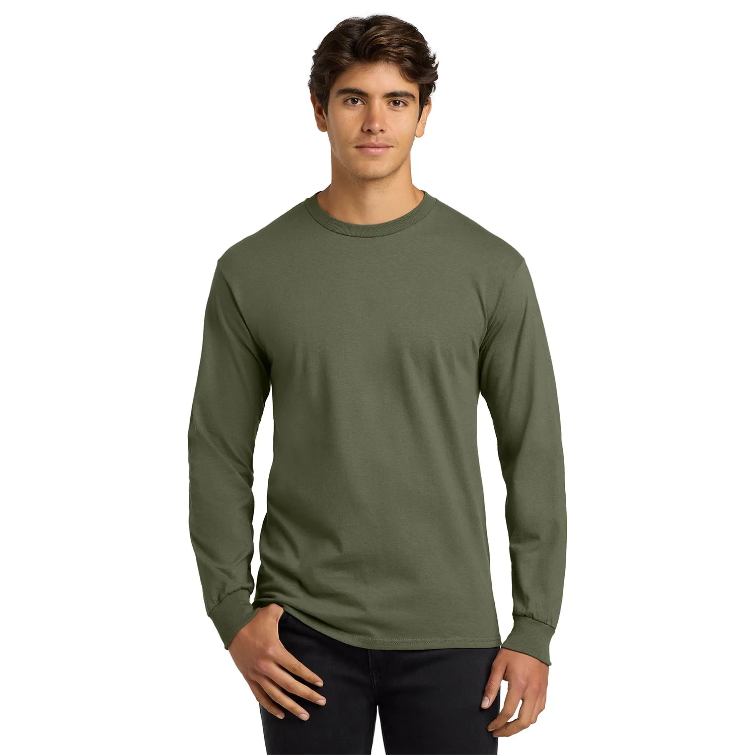 Gildan Ultra Cotton 100% US Cotton Long Sleeve T-Shirt Decorated - Military Green