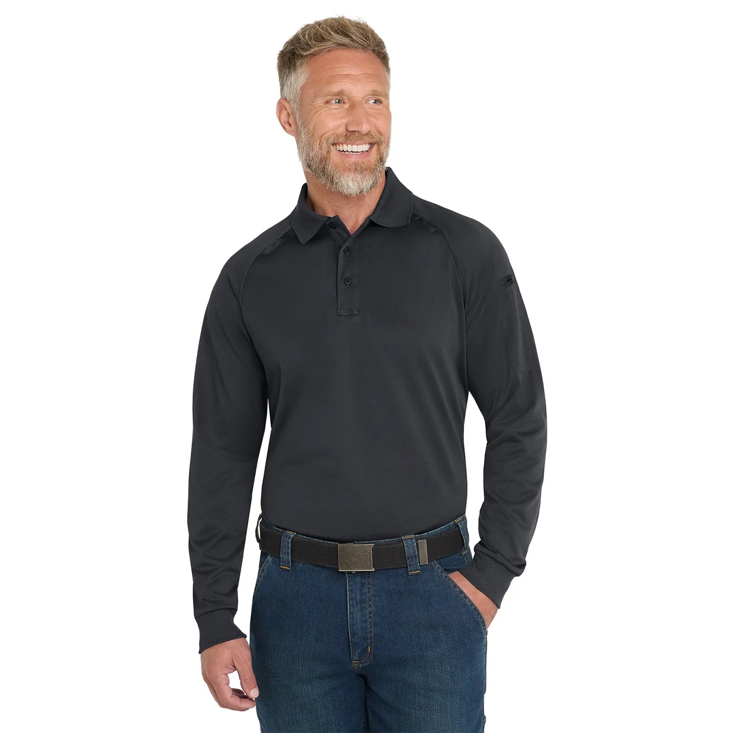 CornerStone - Select Long Sleeve Snag-Proof Tactical Embroidered Polo - Charcoal Grey (PMS 7540C)