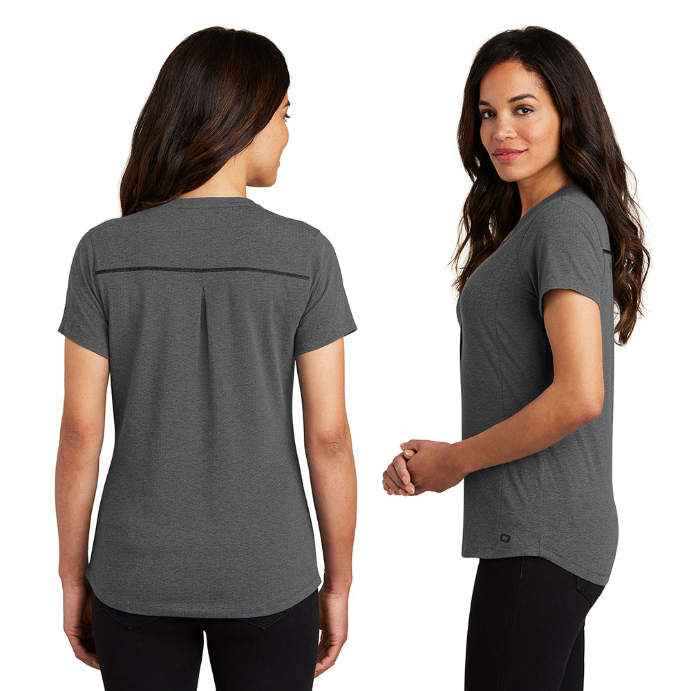 OGIO Women's Tread Henley Embroidered - Blue Heather