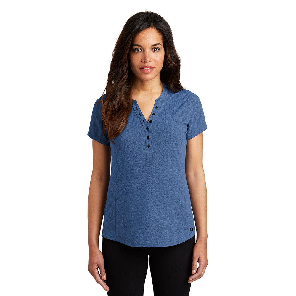 OGIO Women's Tread Henley Embroidered - Grey Heather
