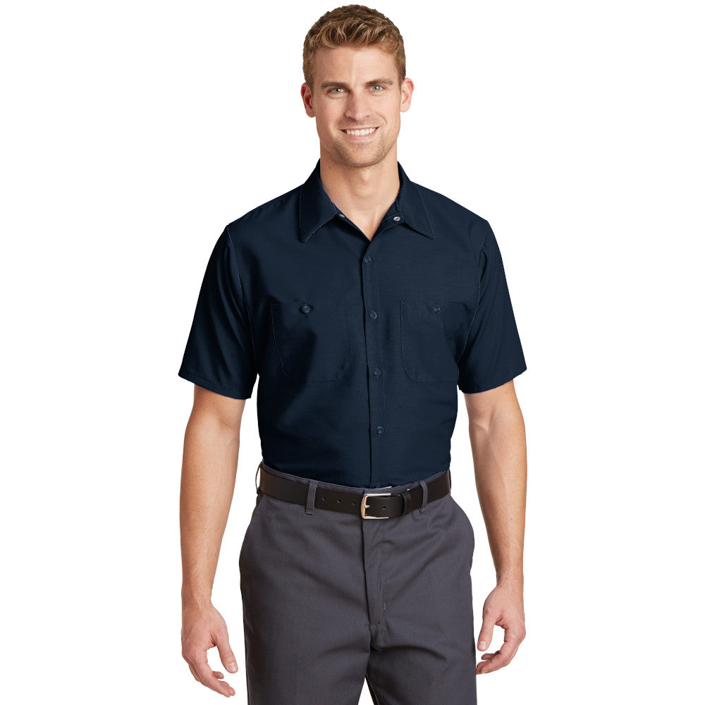 Red Kap Short Sleeve Industrial Work Shirt Embroidered - Navy Blue (PMS 532C)