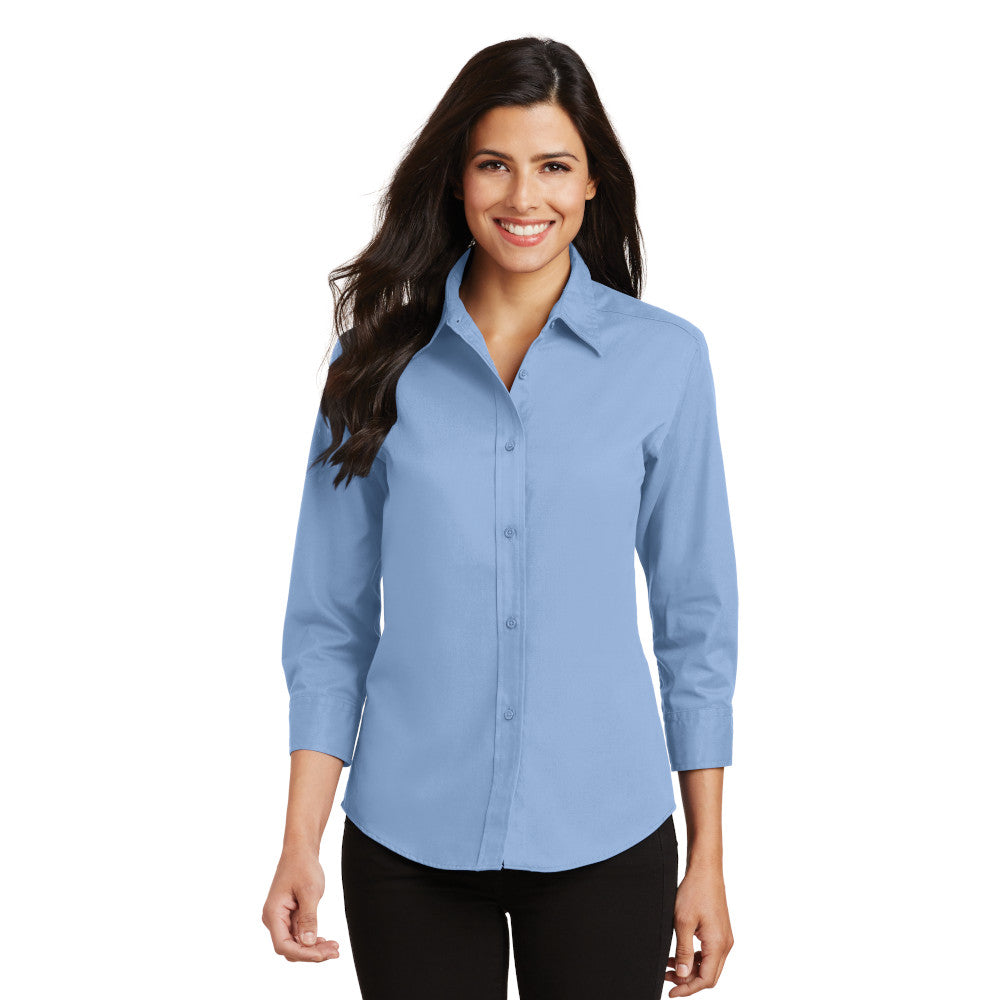 Port Authority Women's 3/4-Sleeve Easy Care Shirt Embroidered - White
