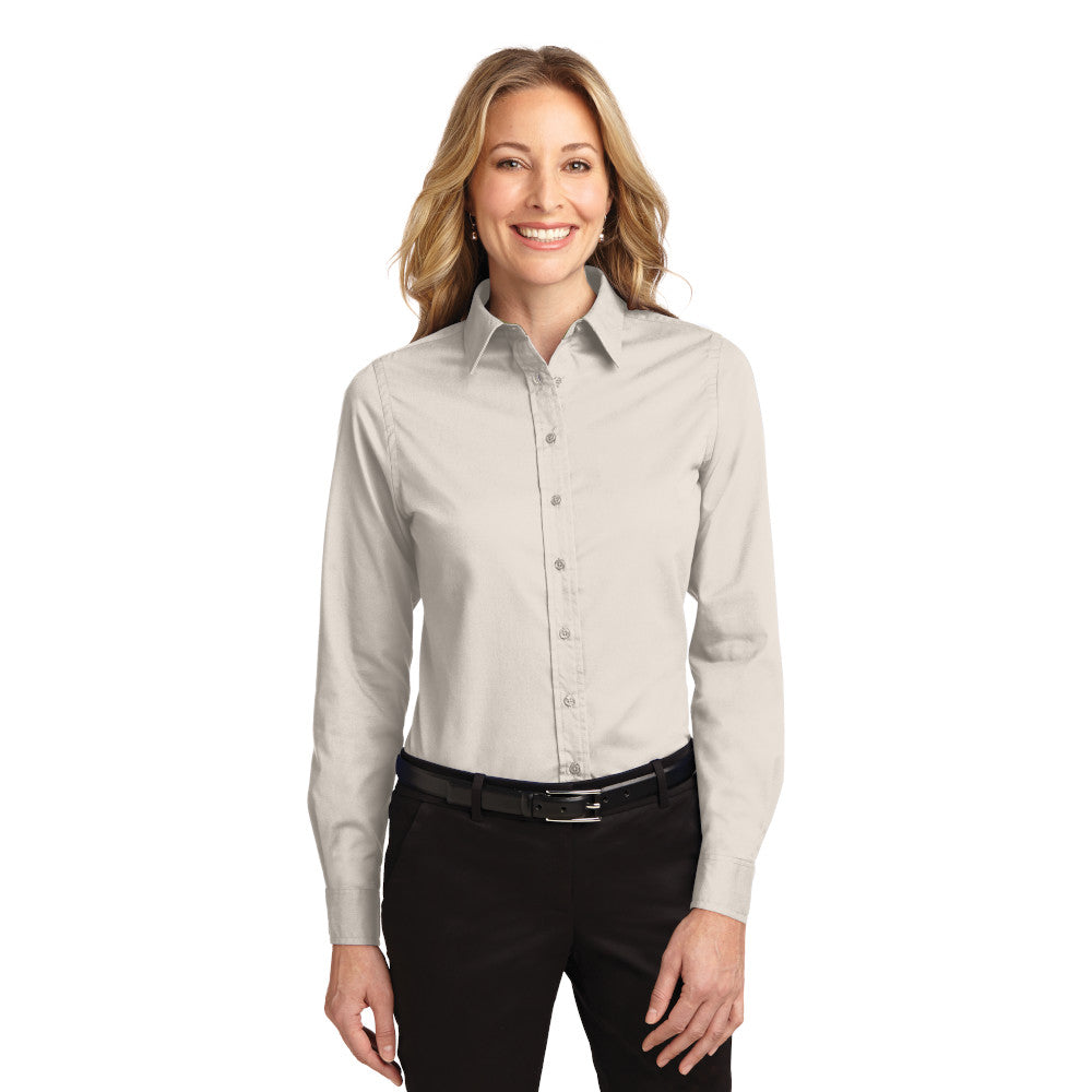 Port Authority Women's Long Sleeve Easy Care Shirt Embroidered - Strong Blue (PMS 2133C)
