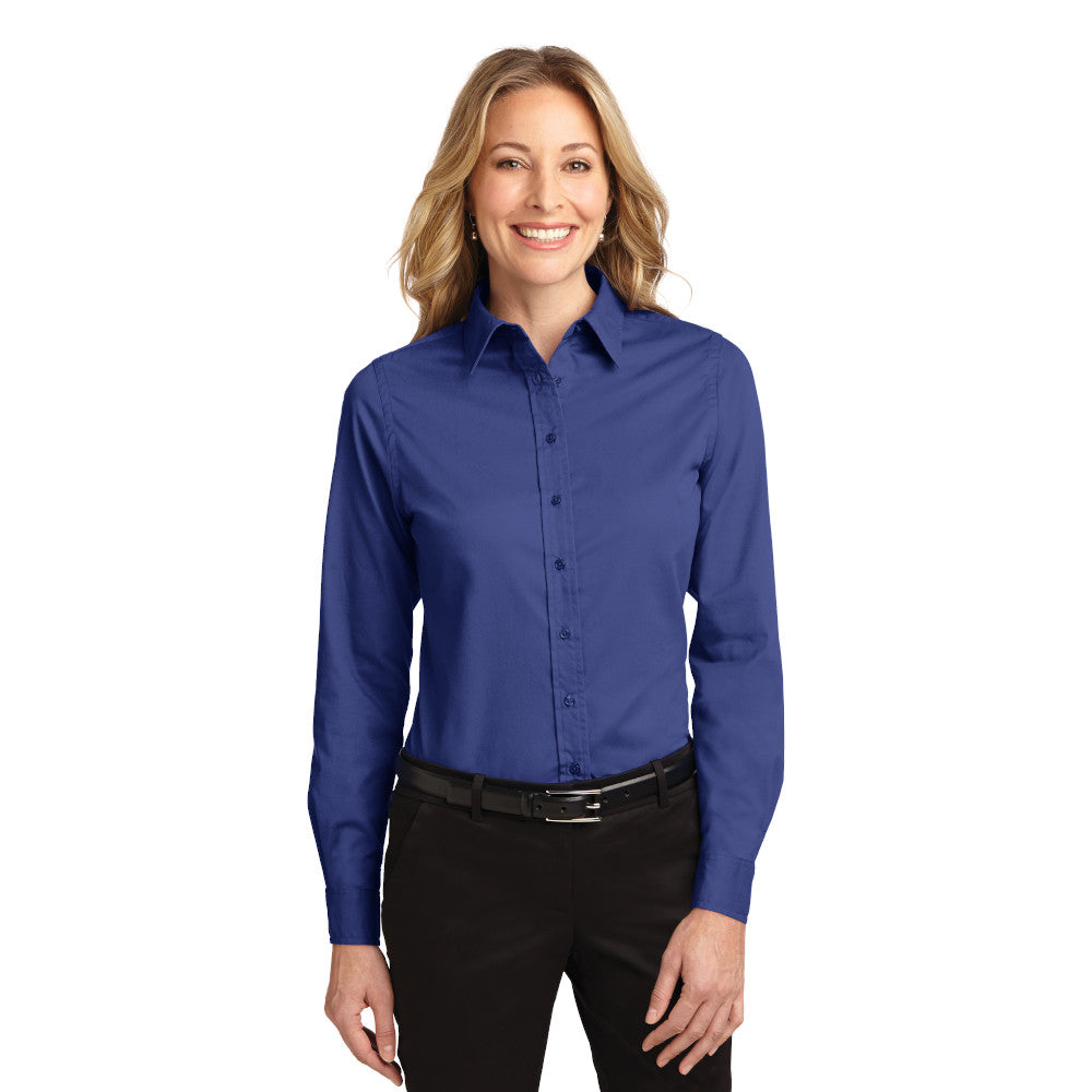 Port Authority Women's Long Sleeve Easy Care Shirt Embroidered - Ultramarine Blue (PMS 7455C)
