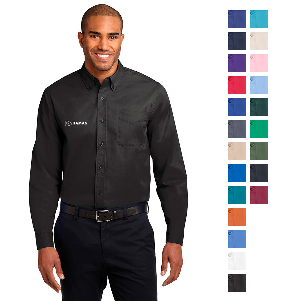 Port Authority Long Sleeve Easy Care Shirt Embroidered - Black