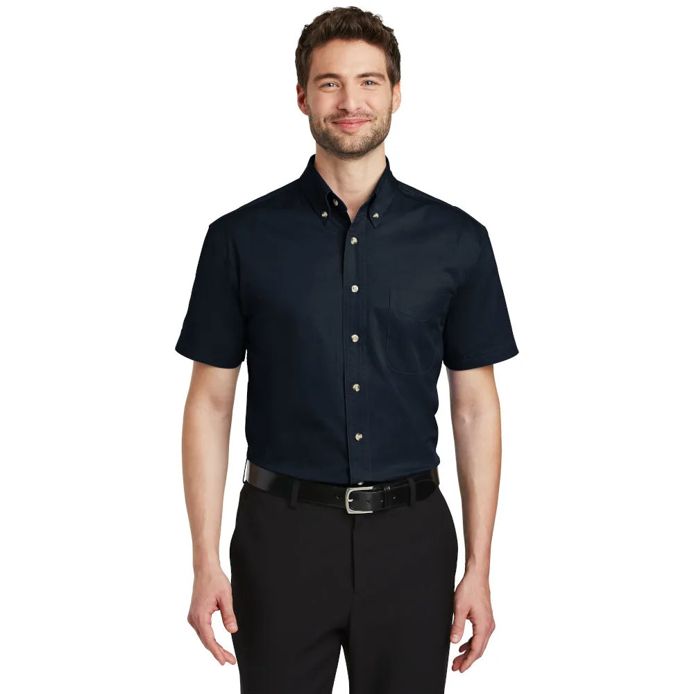 Port Authority Short Sleeve Twill Shirt Embroidered - Classic Navy Blue