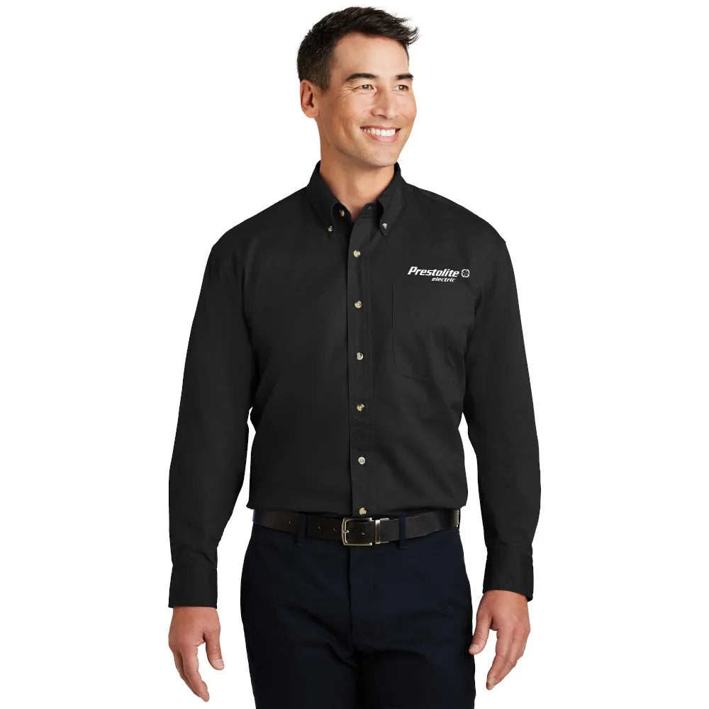 Port Authority Long Sleeve Twill Shirt Embroidered - Black