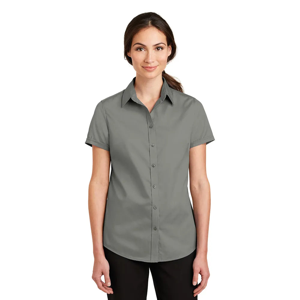 Port Authority Women's Short Sleeve SuperPro Twill Shirt Embroidered - White