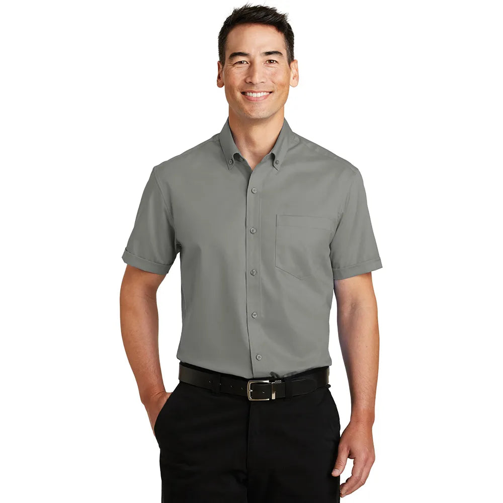 Port Authority Short Sleeve SuperPro Twill Shirt Embroidered – Monument Grey