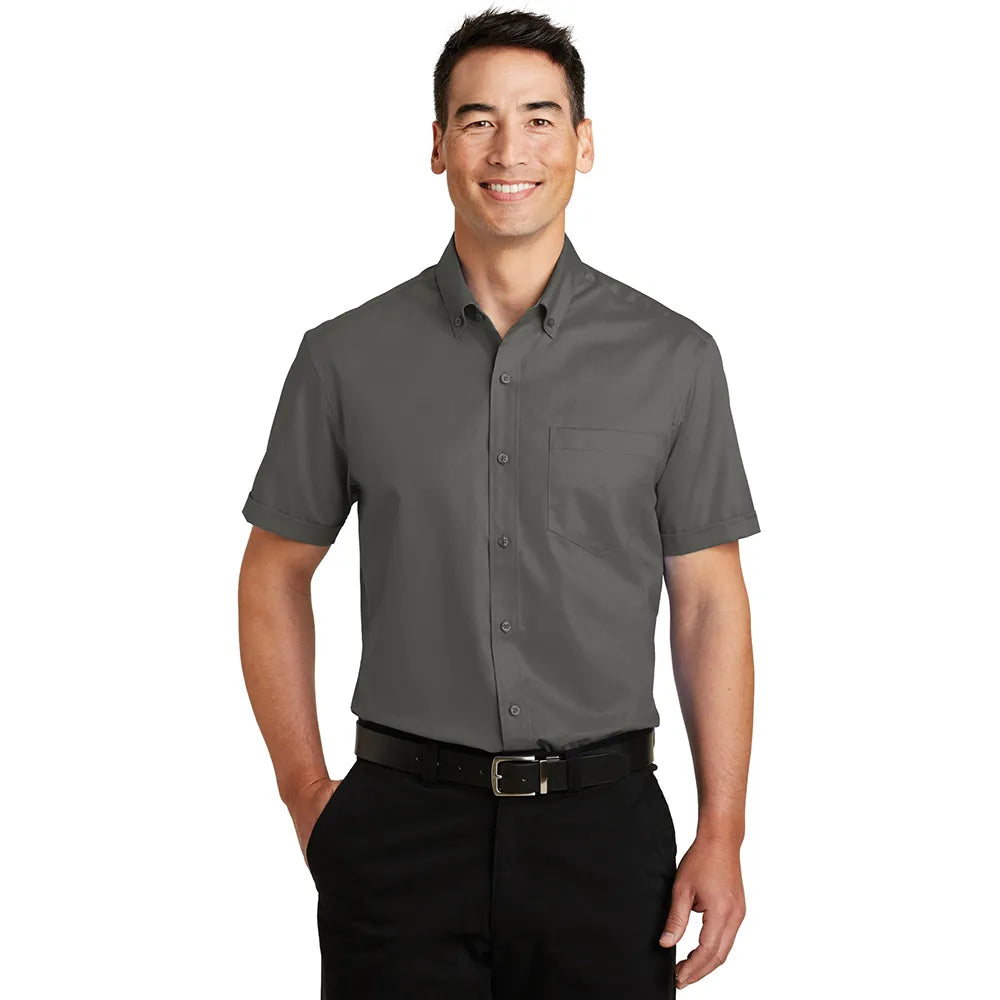 Port Authority Short Sleeve SuperPro Twill Shirt Embroidered – Sterling Grey