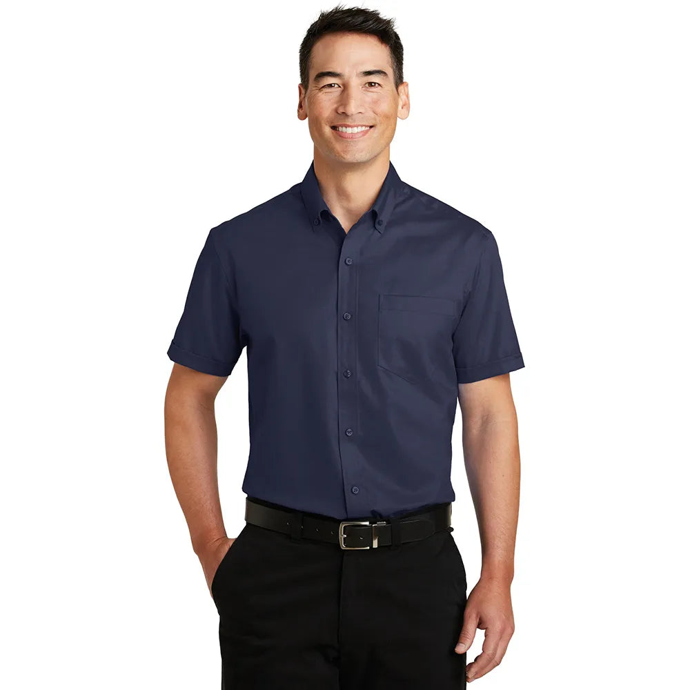 Port Authority Short Sleeve SuperPro Twill Shirt Embroidered – True Navy Blue