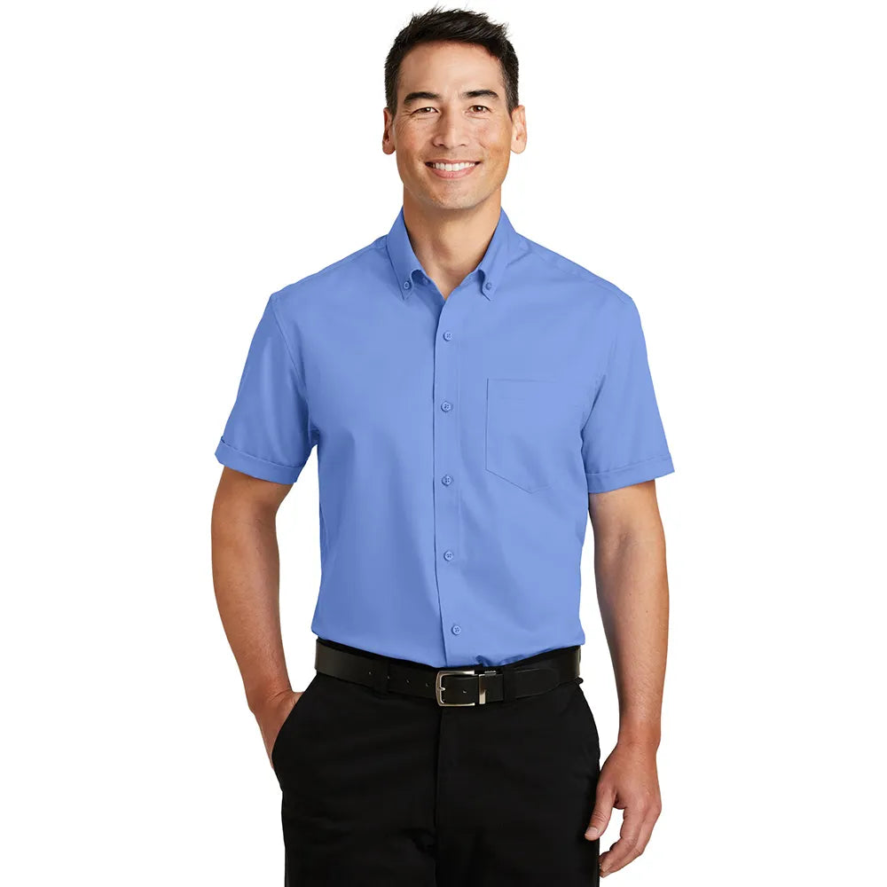 Port Authority Short Sleeve SuperPro Twill Shirt Embroidered – Ultramarine Blue