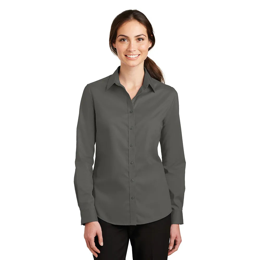 Port Authority Women's SuperPro Twill Shirt Embroidered - True Navy Blue (PMS 533C)