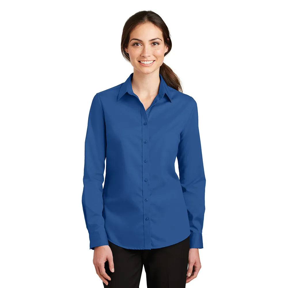 Port Authority Women's SuperPro Twill Shirt Embroidered - Ultramarine Blue (PMS 7455C)