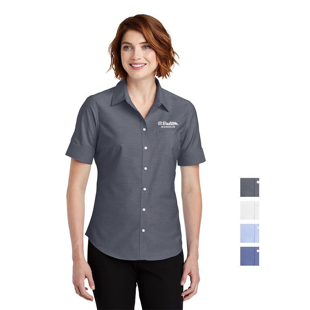 Port Authority Port Authority Women's Short Sleeve SuperPro Oxford Shirt Embroidered – Black