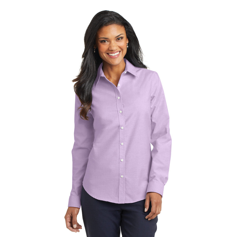 Port Authority Port Authority Women's SuperPro Oxford Shirt Embroidered – White