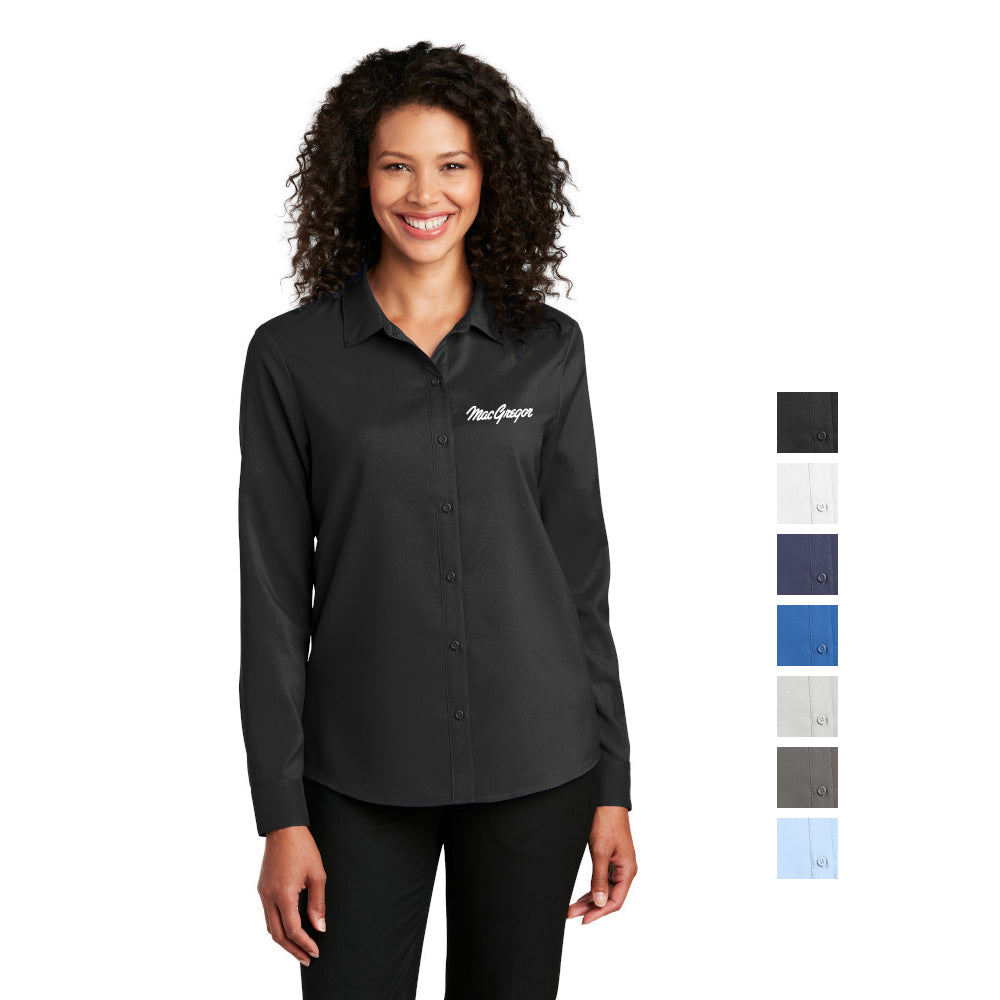 Port Authority Port Authority Women's Long Sleeve Performance Staff Shirt Embroidered – Black