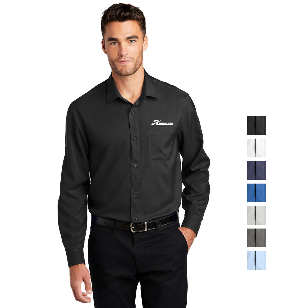 Port Authority Long Sleeve Performance Staff Shirt Embroidered – Black