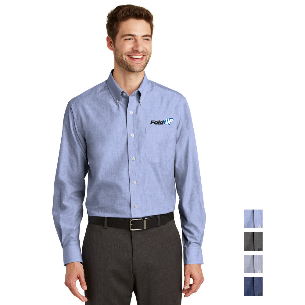 Port Authority Crosshatch Easy Care Shirt Embroidered – Chambray Blue