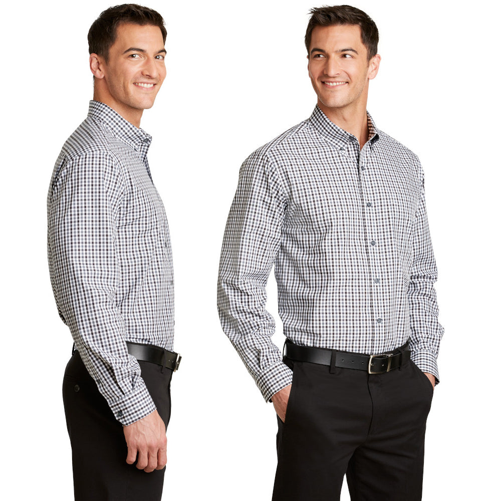 Port Authority Port Authority Long Sleeve Gingham Easy Care Shirt Embroidered – Blue/Purple