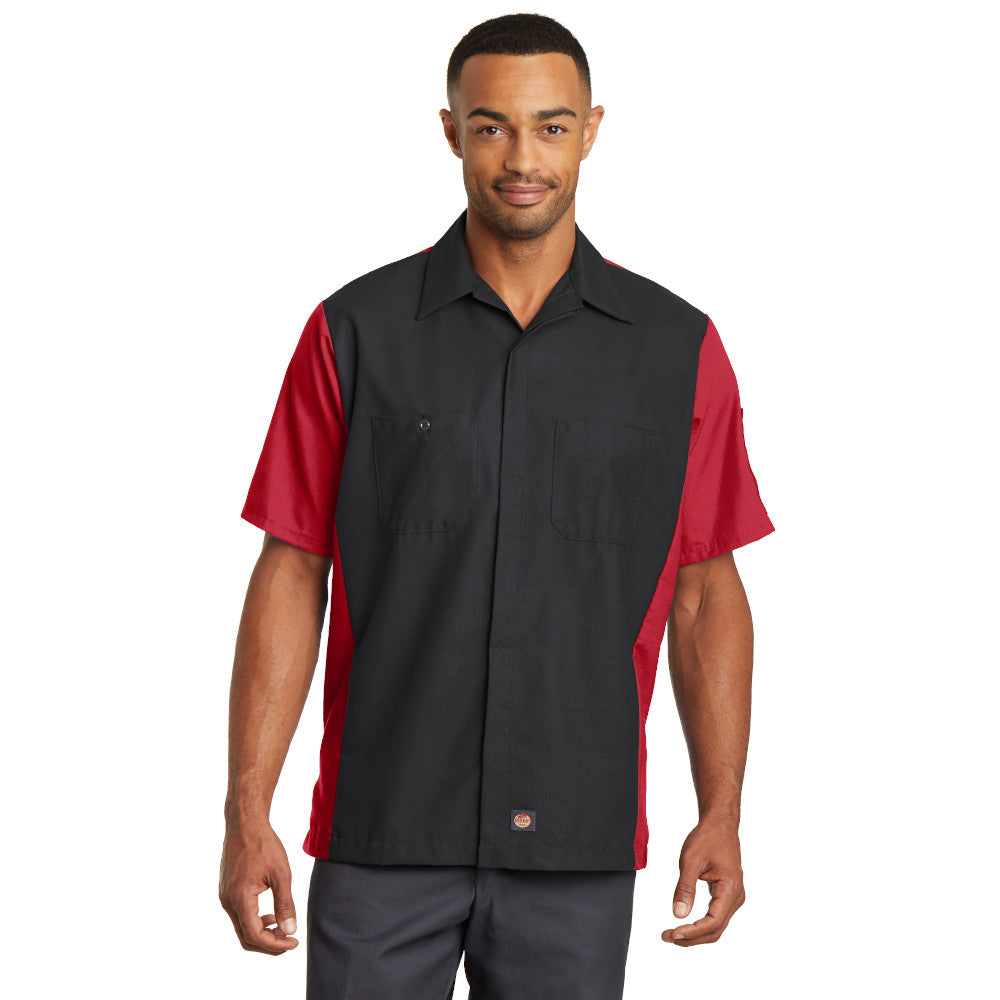 Red Kap Short Sleeve Ripstop Crew Shirt Embroidered – Black/Red