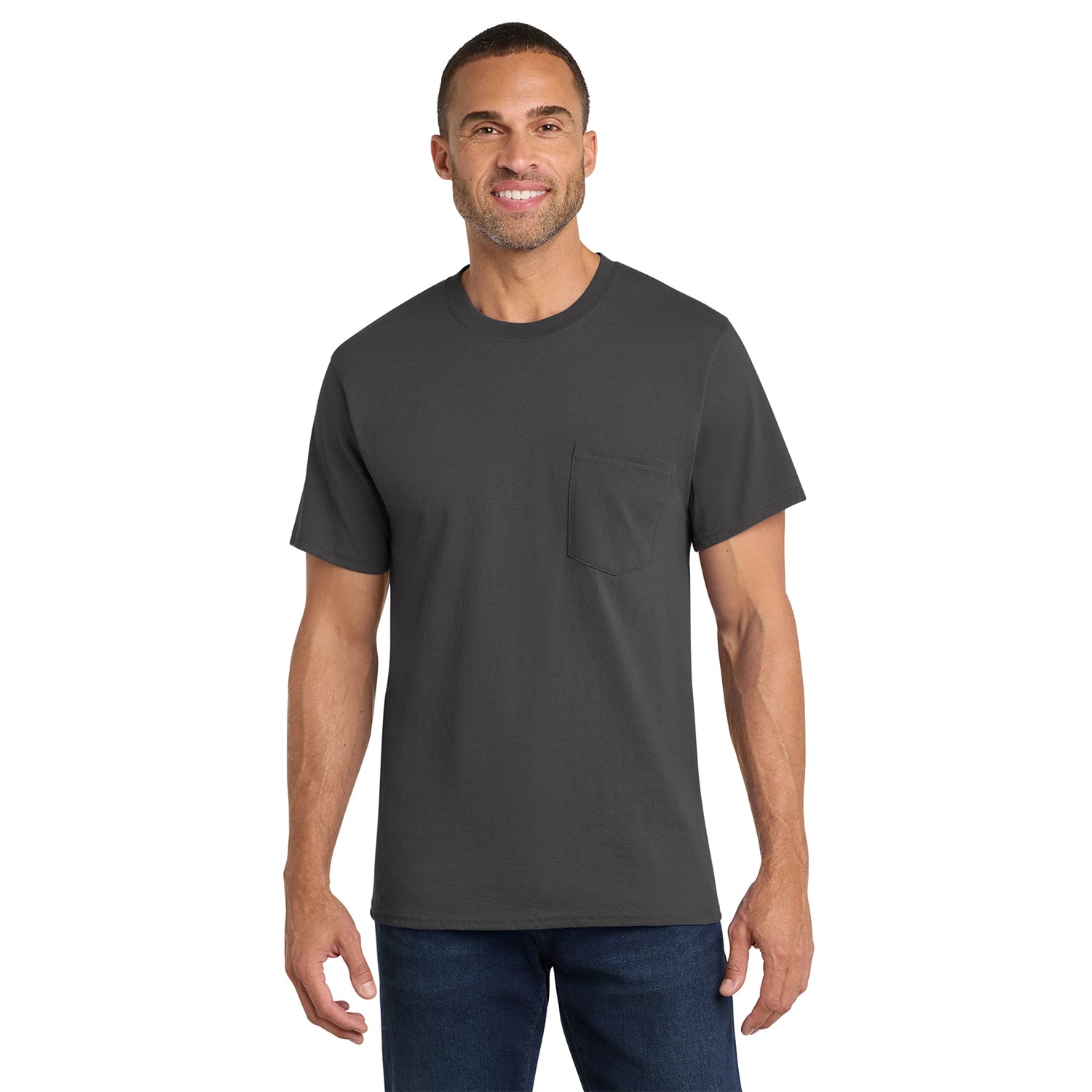 Port & Co Decorated Core Cotton Pocket Tee